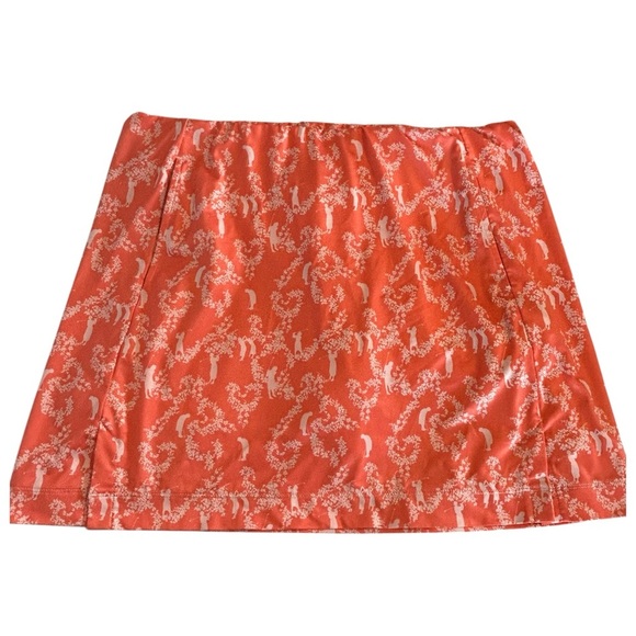 NIKE Golf FitDry Skirt Skort Size M Golfer Print Orange Coral White Stretch - Picture 2 of 13